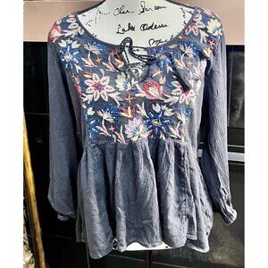 American Eagle Blue BoHo Top Womans Large